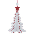 White and Red Wood Tree Christmas Ornament, 6", by Holiday Time
