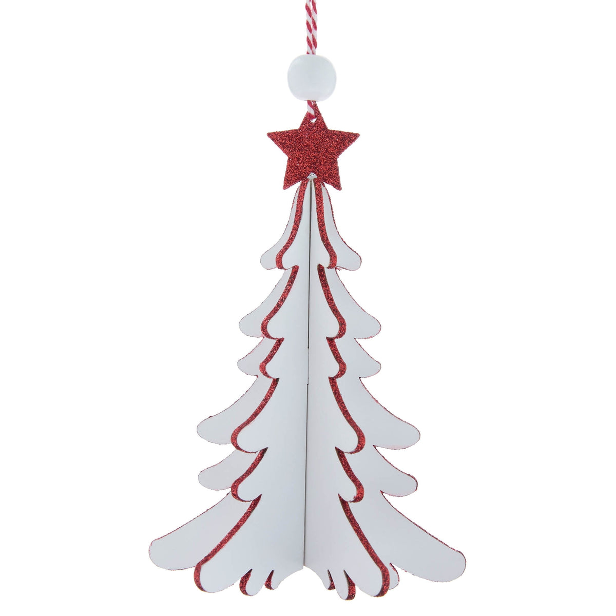 White and Red Wood Tree Christmas Ornament, 6", by Holiday Time