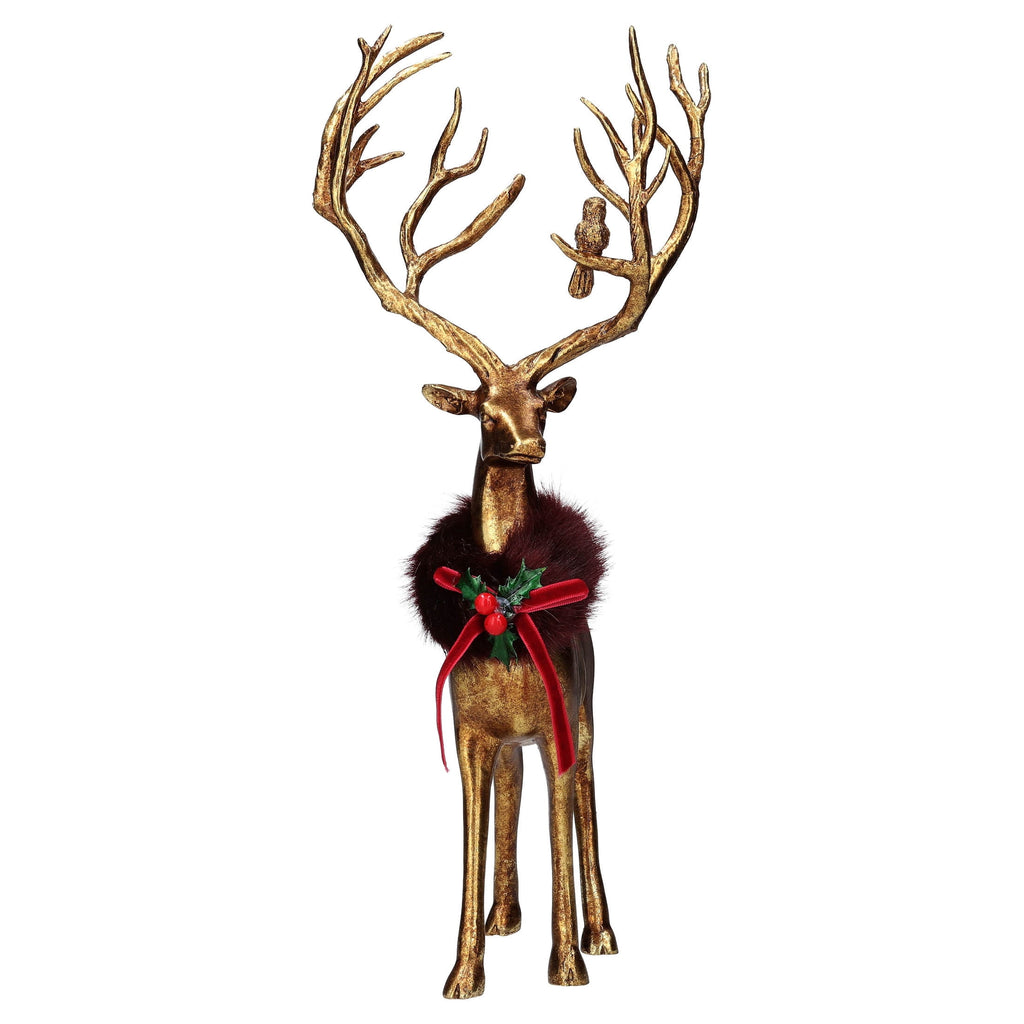 Resin Sitting Deer Christmas Decoration, Gold, 10.3", by Holiday Time