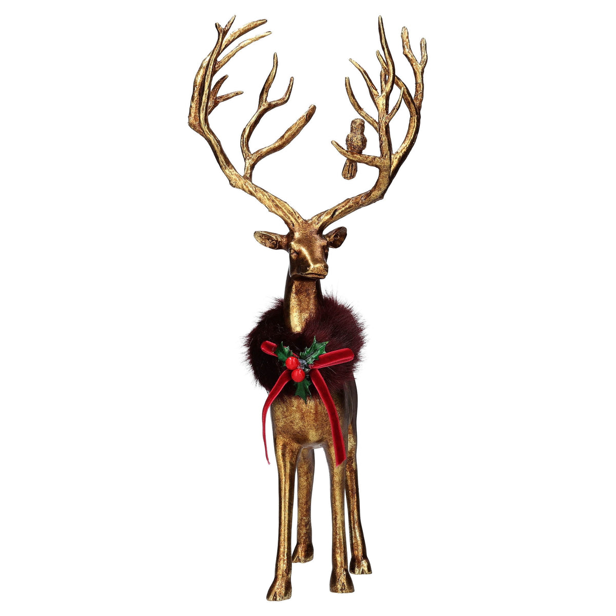 Resin Sitting Deer Christmas Decoration, Gold, 10.3", by Holiday Time