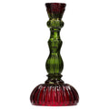 Red and Green Ribbed Glass Christmas Taper Candle Holder, 8.5", by Holiday Time