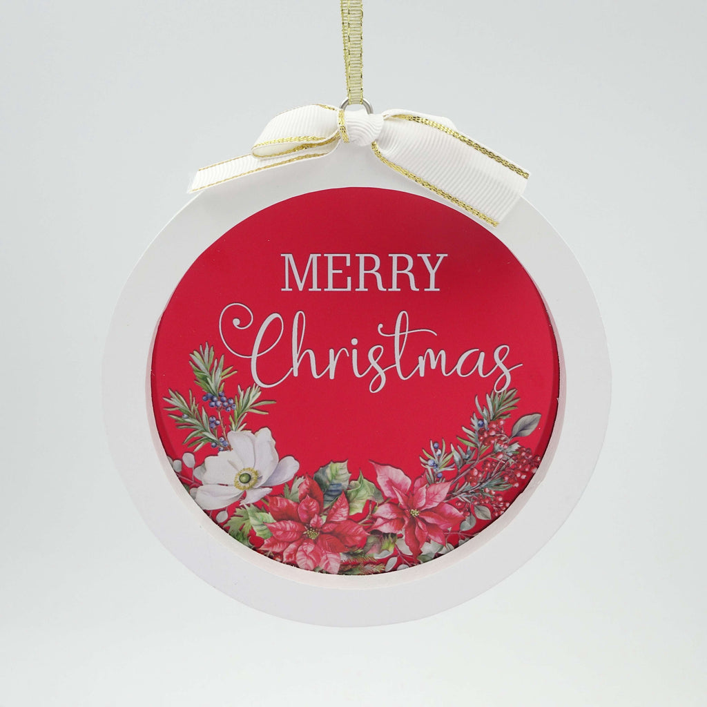 Multicolor Merry Christmas Floral Christmas Ornament, 5.5", by Holiday Time
