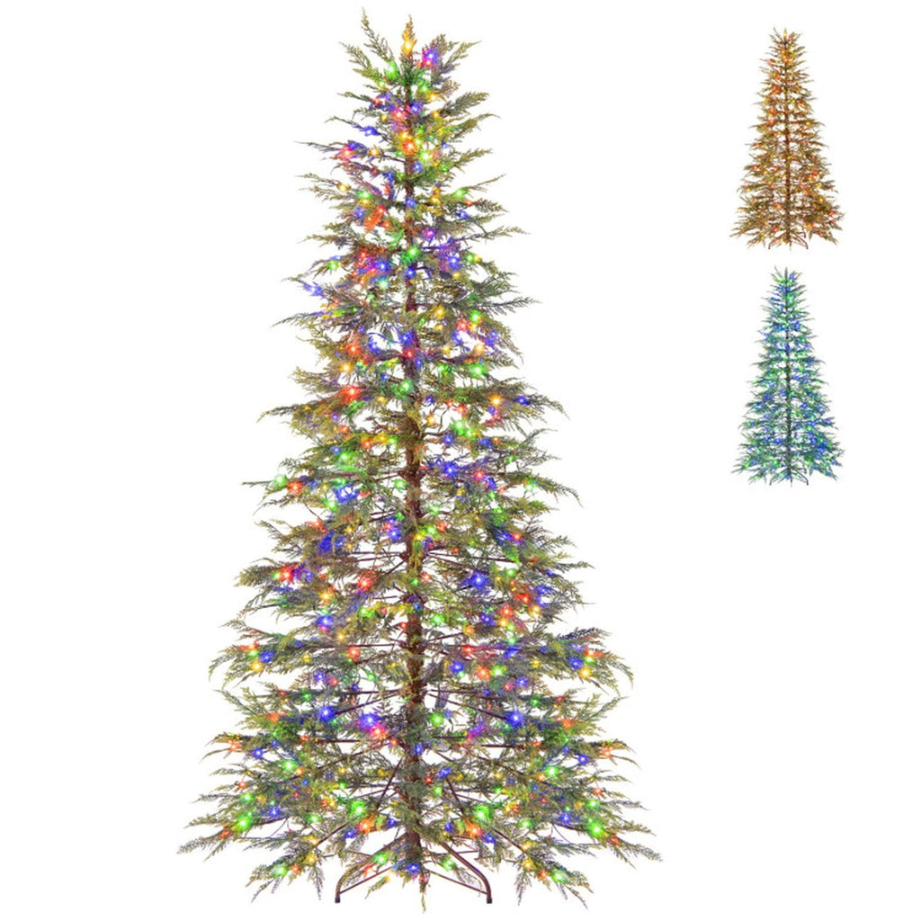 RUIE 7.5 FT Pre-Lit Christmas Tree, Artificial Xmas Tree with 500 Colorful LED Lights & 8 Modes