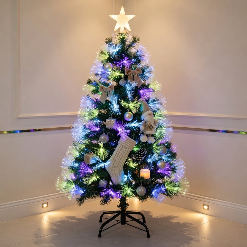 Resenkos 3-Ft Fiber Optic Artificial Christmas Tree with Star Topper - Green