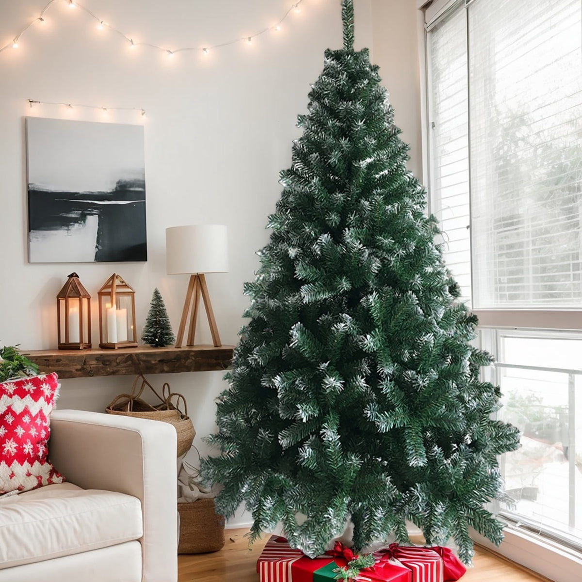 Resenkos 6FT Iron Leg White PVC 650 Branches Christmas Tree, Green
