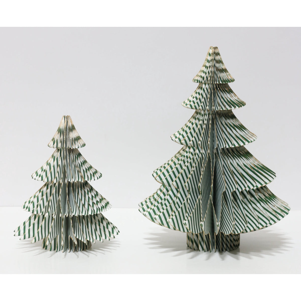 Paper Honeycomb Trees Christmas Decoration, Green and White, 2 Pieces, by Holiday Time