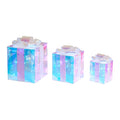 Indoor/Outdoor Light-Up Prismatic Gift Boxes Christmas Decorations with 80 LED Lights, Cool White, Set of 3, by Holiday Time