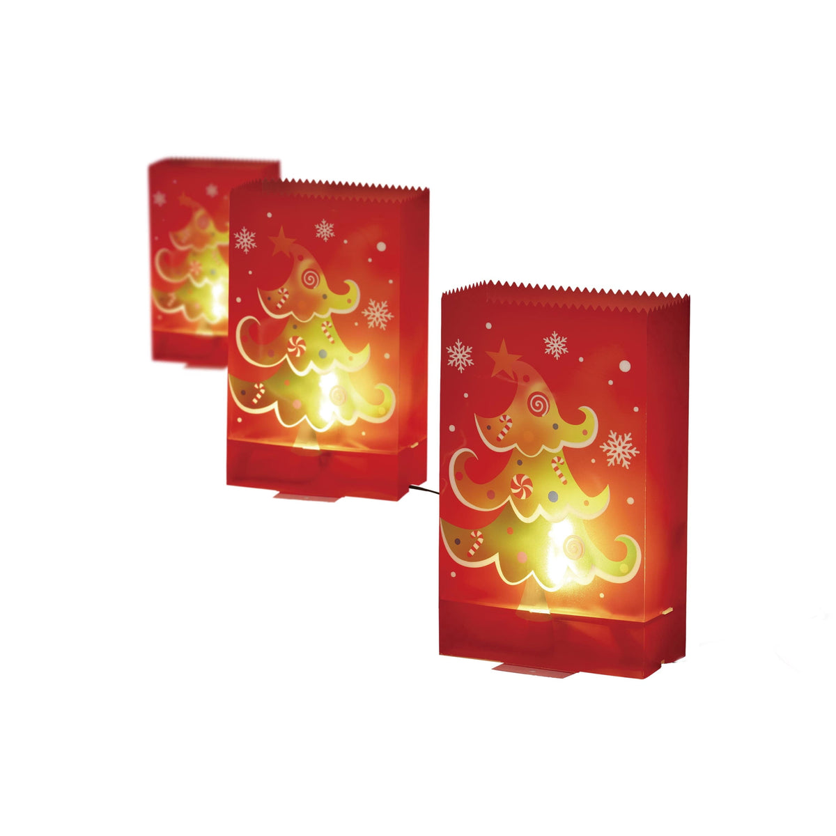 Indoor/Outdoor Snowflake Flickering Luminary Christmas Pathway Lights, Blue and White, Set of 3, by Holiday Time
