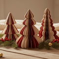 Paper Honeycomb Trees Christmas Decoration, Red and White, 3 Pieces, by Holiday Time