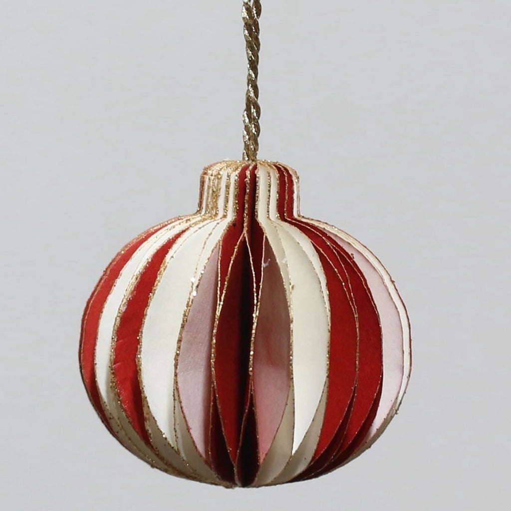 4-Count Red and White Paper Honeycomb Mini Christmas Ornaments, 1.57", by Holiday Time