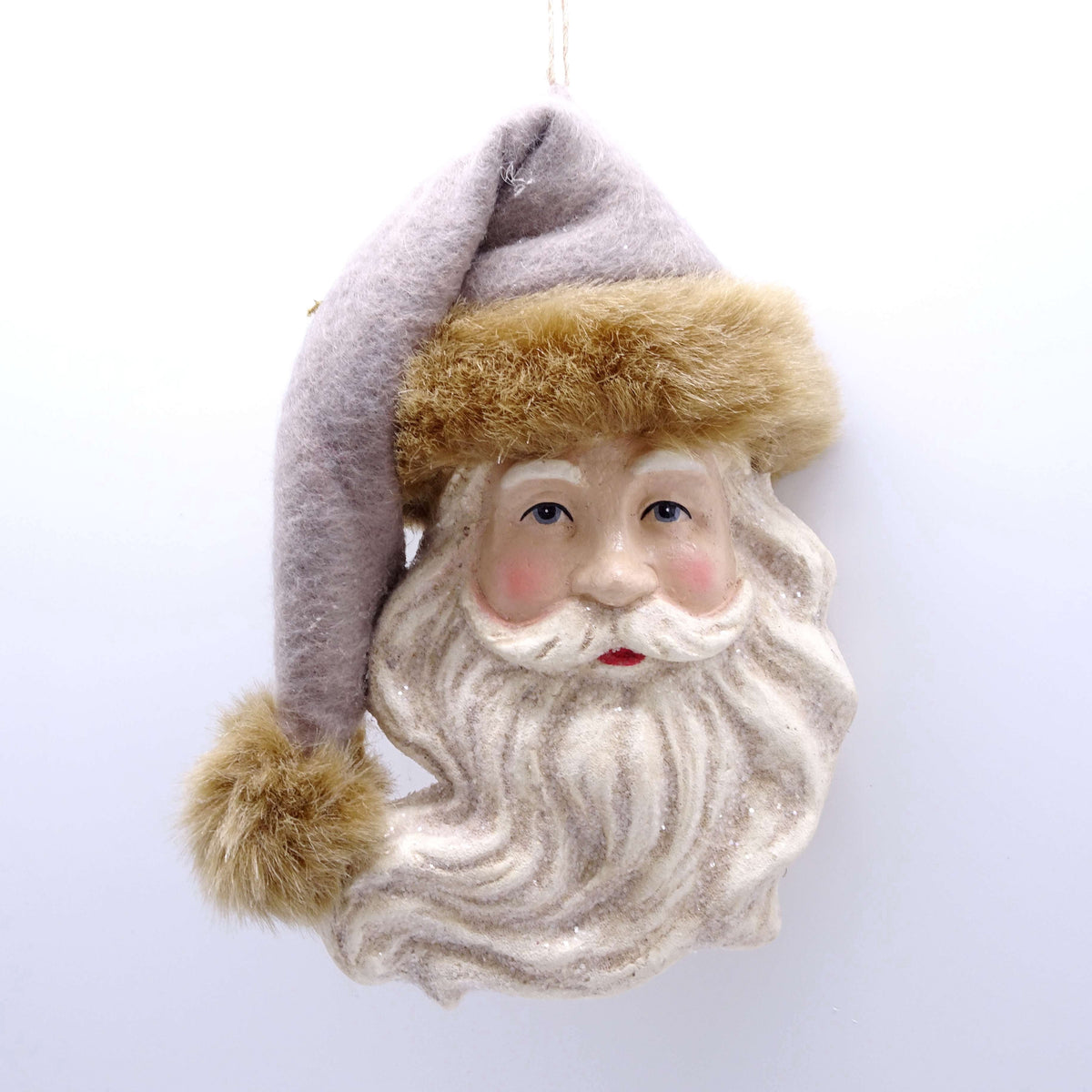 Multicolor Faux Fur Trim Santa Christmas Ornament, 6.5", by Holiday Time