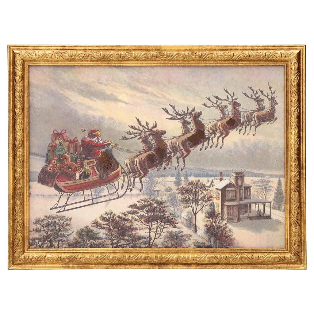 Santa's Sleigh Framed Christmas Wall Art, Multicolor, 12" x 9", by Holiday Time