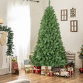8ft Christmas Tree with Memory Wire, 1430 Tips Hinged Artificial PVC Tree, Easy Setup Green Xmas Tree for Indoor Holiday Decoration