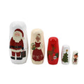 Wood Nested Christmas Decoration, Multicolor, 5 Pieces, 6.5", by Holiday Time