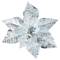 Silver Poinsettia Christmas Clip Ornament, 11", by Holiday Time