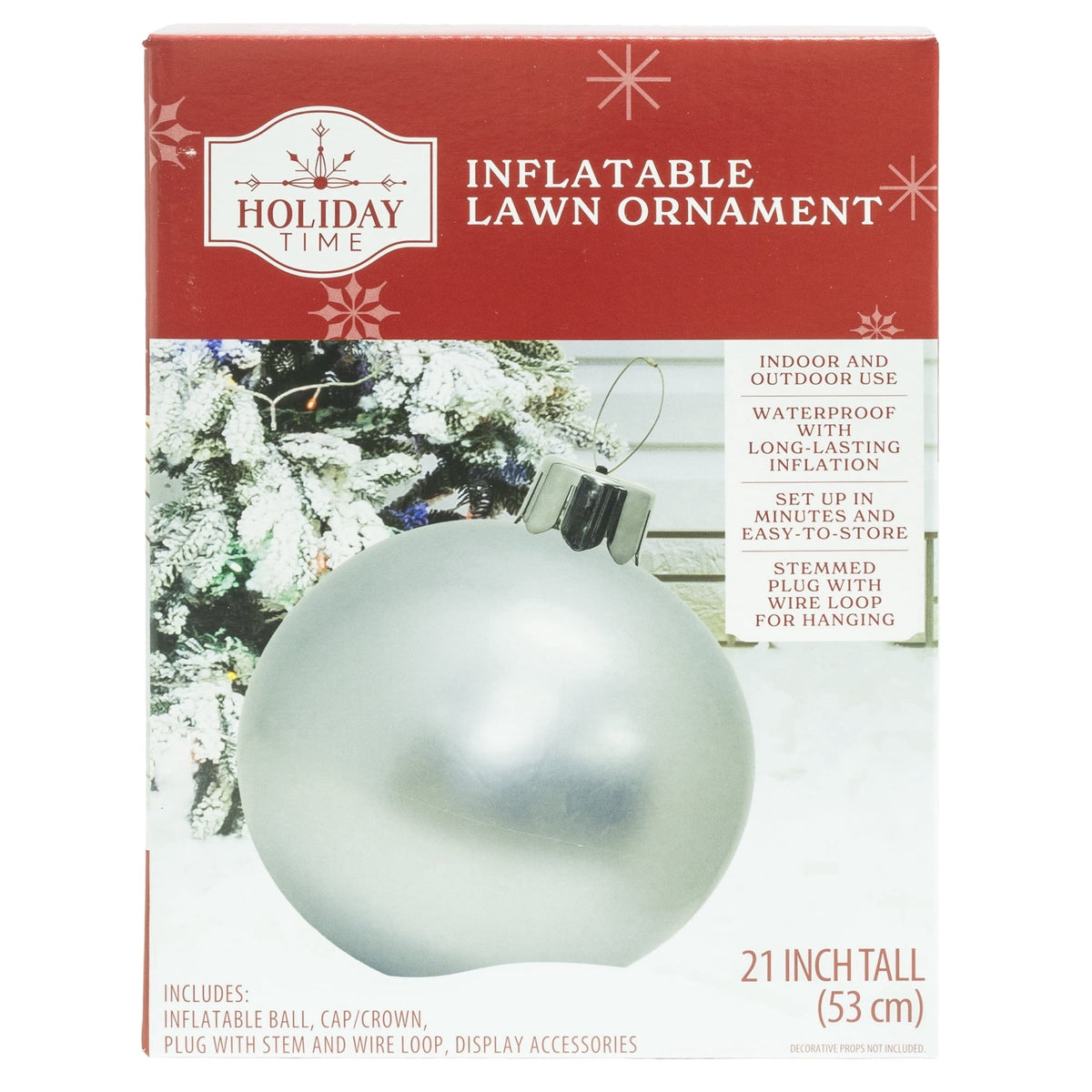 Red Inflatable Christmas Ornament Decoration, 21", by Holiday Time
