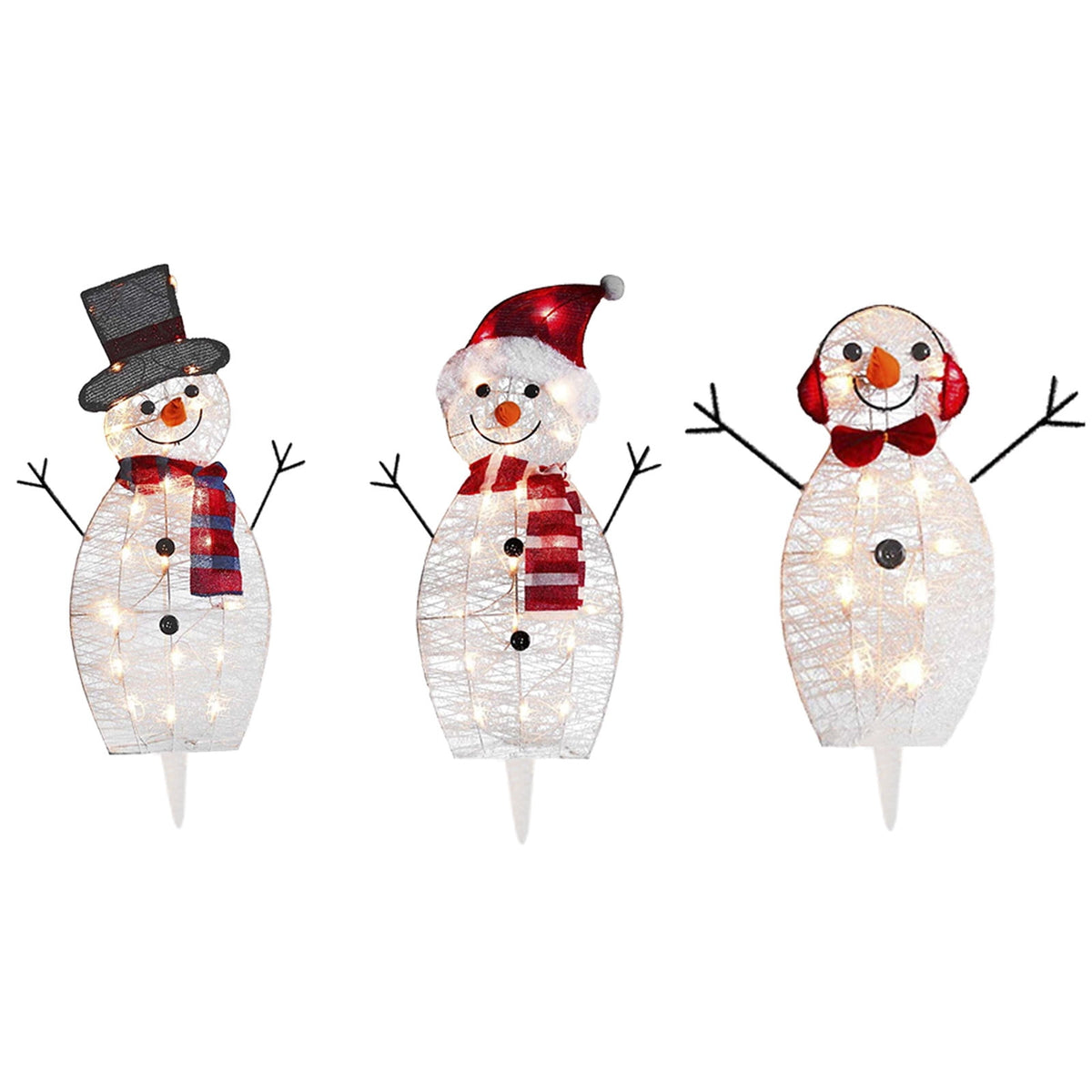SLYNSHome 3Pcs Christmas Garden Lights Pre-lit LED Light Up Snowman Christmas Decoration for Yard Luminescent Decoration for Xmas Front Door Pathway Lawn Patio Xmas Ornament Supplies ()