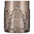 Small Brown Glass Tree Pattern Christmas Pillar Candle Holder, 5.3", by Holiday Time