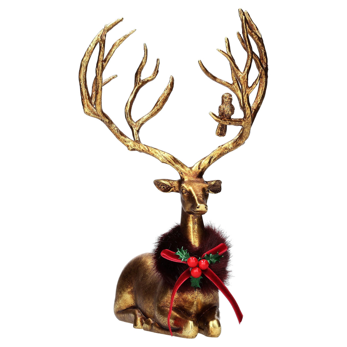 Resin Standing Deer Christmas Decoration, Gold, 14.5", by Holiday Time