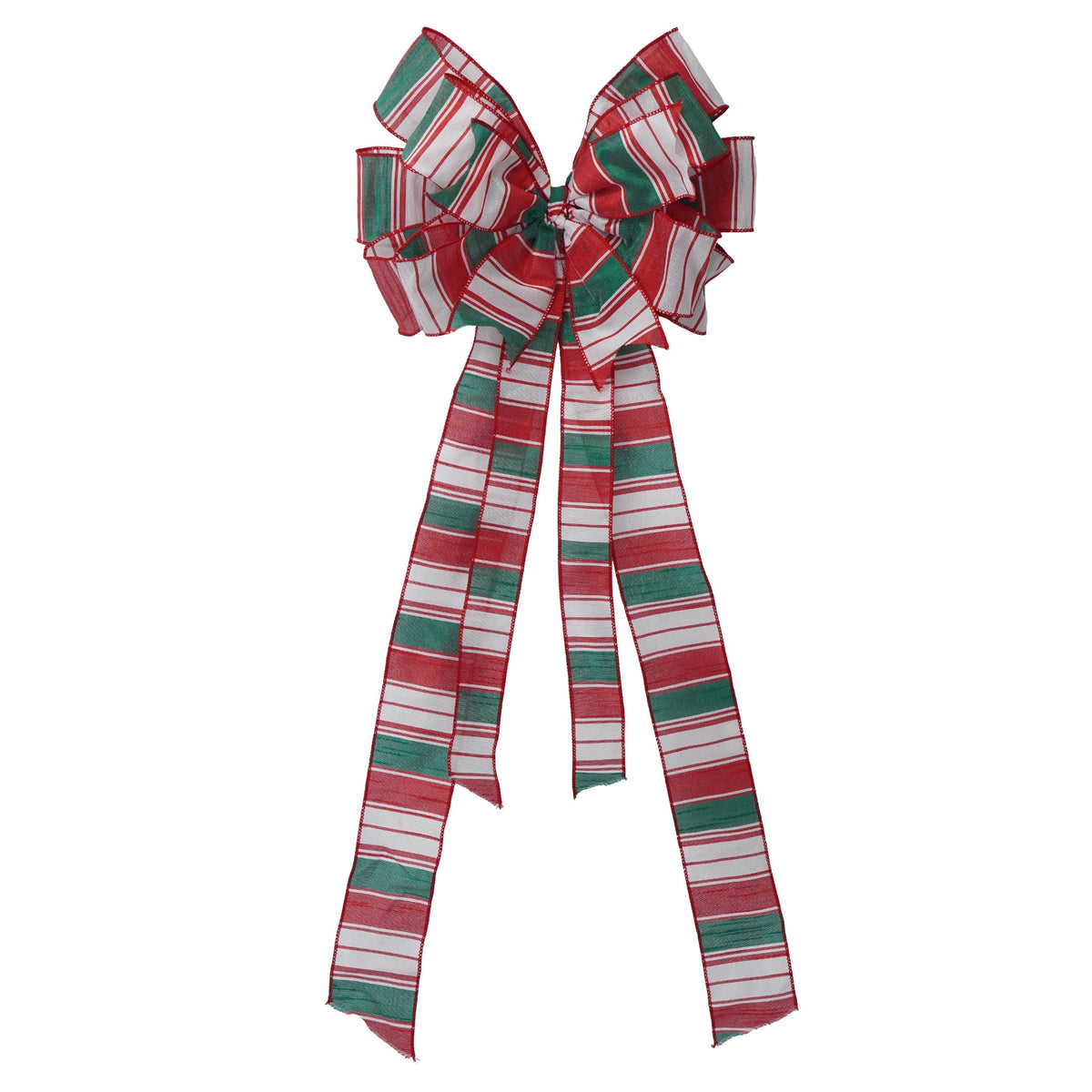 Red/Green/White Striped Decorative Christmas Bow, 30", by Holiday Time
