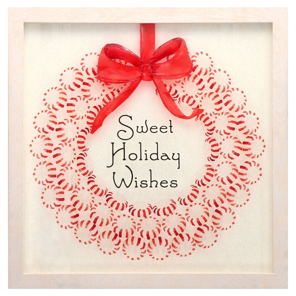 Sweet Holiday Wishes Framed Christmas Wall Art, Red and White, 12" x 12", by Holiday Time