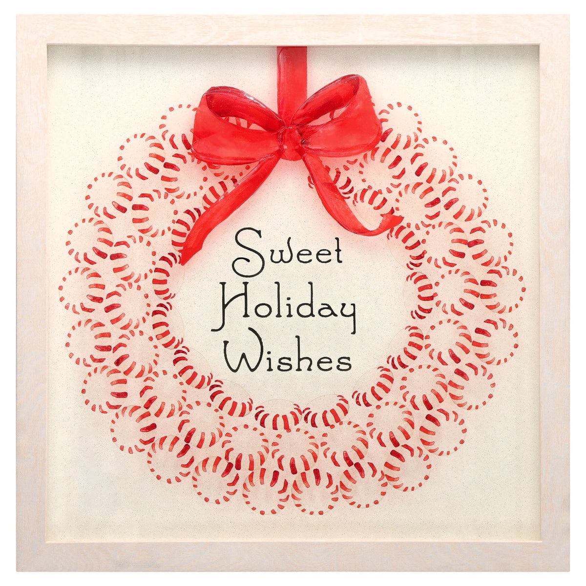 Sweet Holiday Wishes Framed Christmas Wall Art, Red and White, 12" x 12", by Holiday Time