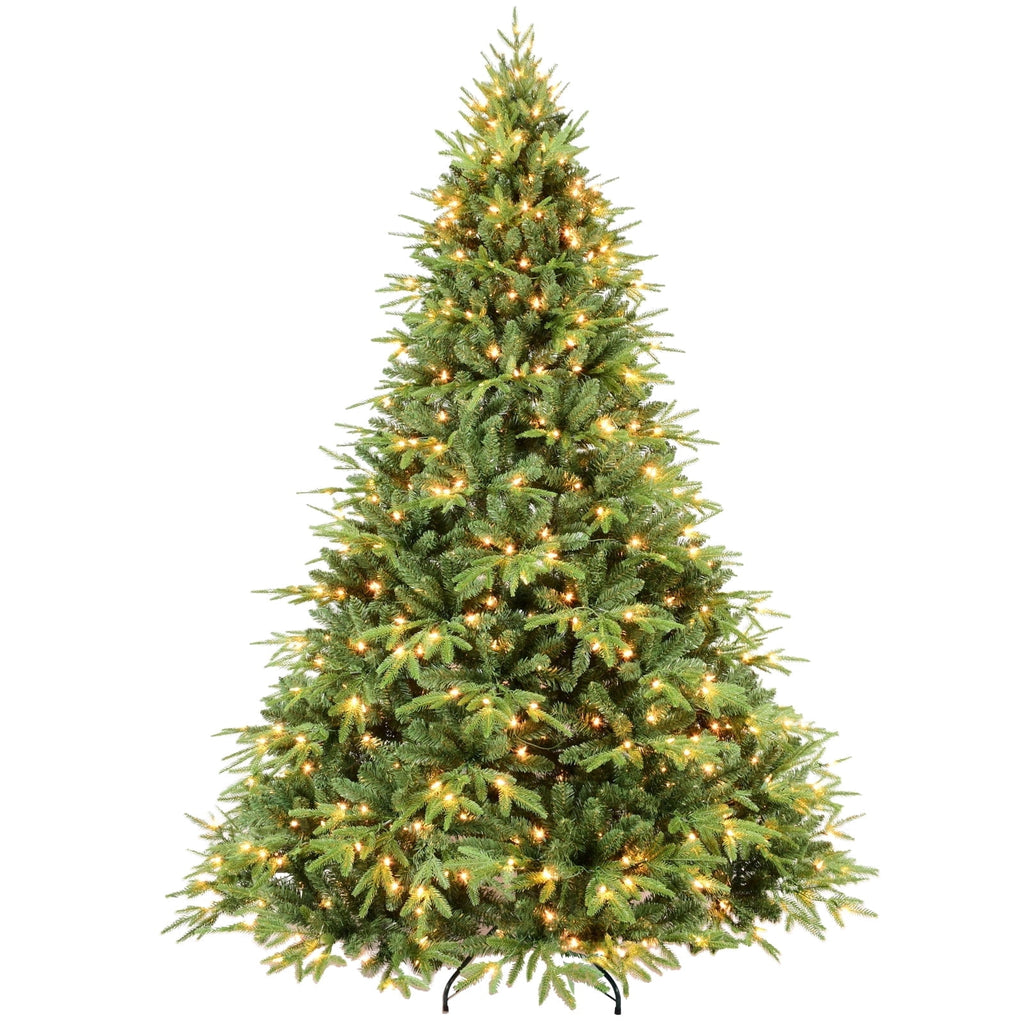 Soilhill 7.5ft Pre-Lit Artificial Christmas Tree with 3348 PE/PVC Tips, Premium Holiday Xmas Tree with 400Warm White LED Lights, Easy Assembly, Indoor Decoration