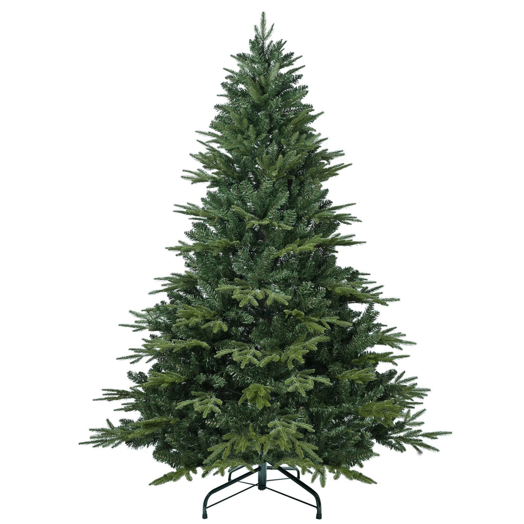 Soilhill Unlit Artificial Full Christmas Tree 6.5FT with 2356 PE PVC Tips, Premium Holiday Xmas Tree with Metal Hinges & Foldable Base for Home Office Party, Green
