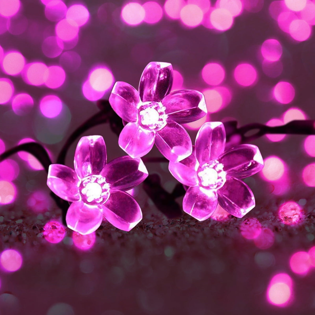 Solar Flower String Lights, Cherry Blossoms Solar Fairy Light,23ft 50 LED Outdoor Waterproof String Lights for Christmas Tree, Home, Garden, Wedding, Patio, Party Decorations(pink)
