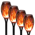 Solar Torch Lights with Flickering Flame, Solar Flickering Lights, 4 Pack Solar Lights Outdoor Waterproof Solar Pathway Lights Landscape Lighting for Garden Lawn Patio Yard Outdoor Decorations