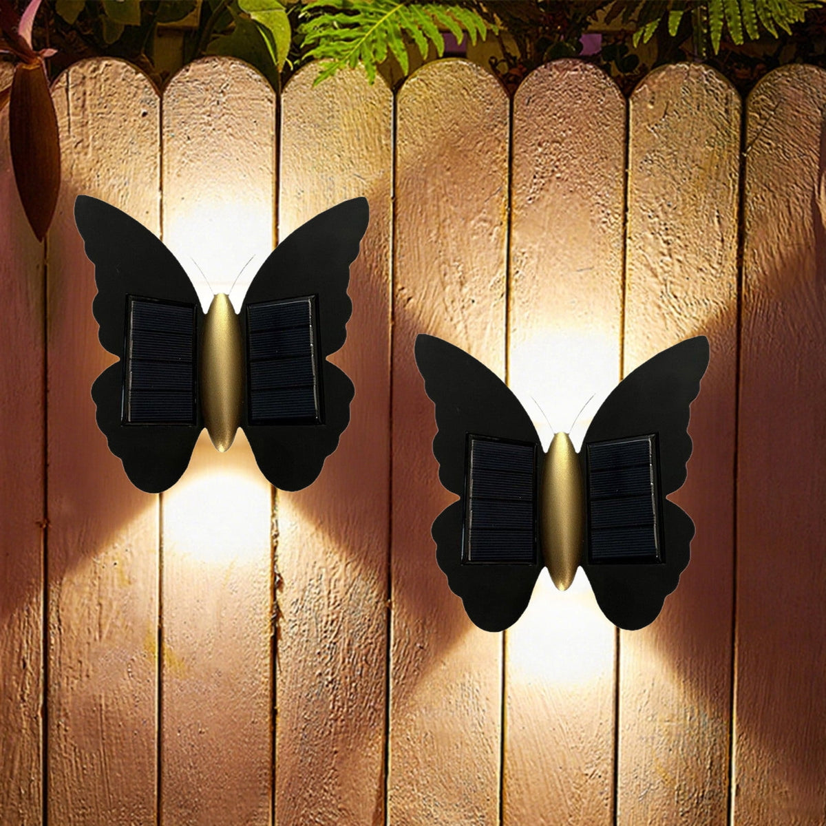 Solar Wall Lights Outdoor,Butterfly Shape Waterproof Pathway Lighting,Warm LED Garden Decor for Stairs Patio Courtyard,Modern Wall Wash Effect Landscape Light Holiday Gifts