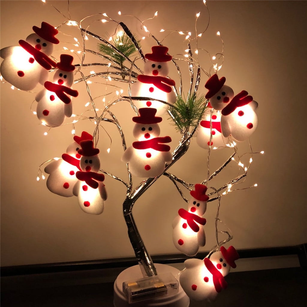 Tiitstoy Christmas Snowman String Lights, 10 LED 5.1ft Waterproof Light Up String Lights, Short Plush Lights for Christmas Decorations Christmas Tree Holiday Party Decoration