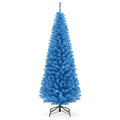 Patiojoy 6FT Blue Tinsel Artificial Pencil Christmas Tree w/ Sturdy Metal Stand Seasonal Holiday Decoration for Home, Party