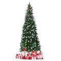 Topbuy 7.5'Artificial Pencil Christmas Tree Snow Flocked Tree w/ Pine Cones and Metal stand
