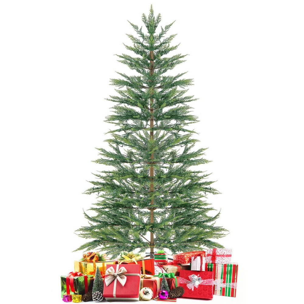 Topcobe 6.5/7.5 Feet Artificial Cypress Christmas Tree Pre-lit Hinged, Christmas Tree for Christmas Decoration-6.5 ft