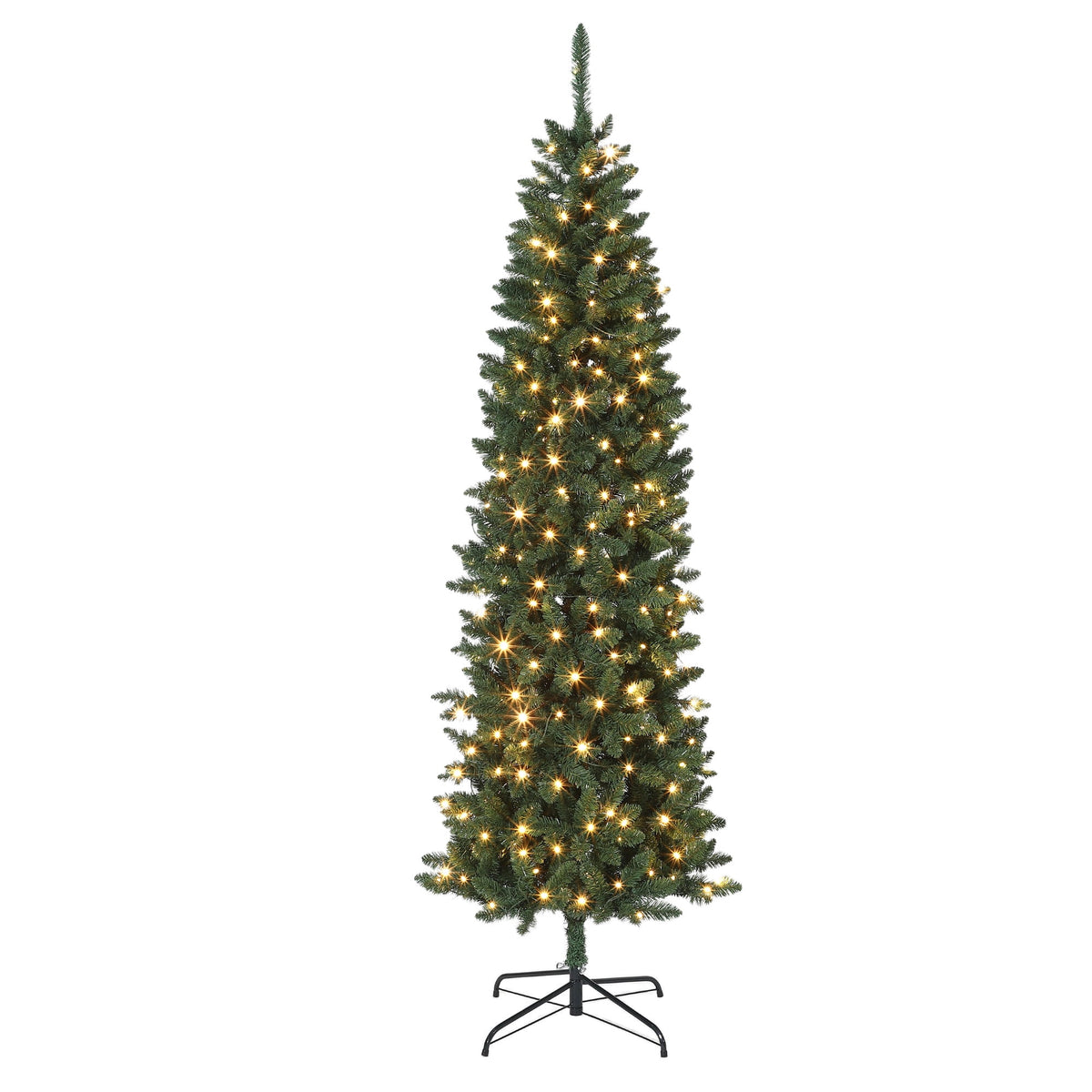 Towallmark 9FT Pre-Lit Artificial Pencil Christmas Tree with 380 Color Changing LED Lights,1153 Branch Tips
