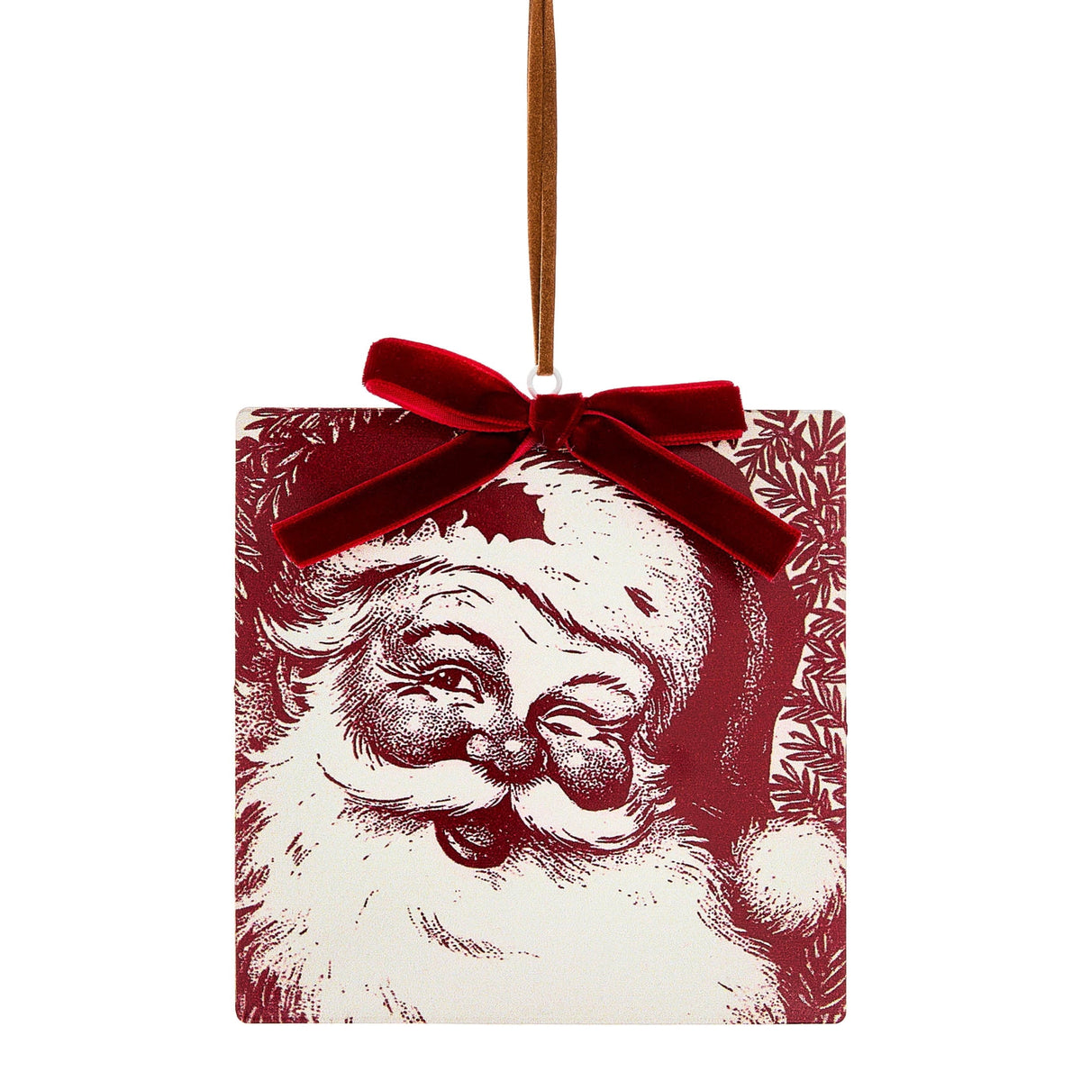 Red and White Metal Santa Square Christmas Ornament, 4.8", by Holiday Time