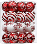 Valery Madelyn 24ct 2.36" Christmas Ball Ornaments, Red White Shatterproof Ornaments for Christmas Party Decor