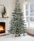 Vebreda 7FT Artificial Christmas Tree, 800 Branch Tips, Xmas Tree with Metal Stand, PE+PVC Holiday Decoration for Home, Office