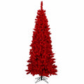 Vickerman 4.5' Flocked Red Slim Fir Artificial Christmas Tree, Red Dura-lit LED Lights