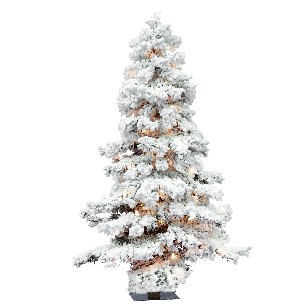 Vickerman 7' Flocked Spruce Artificial Christmas Tree, Warm White LED Lights