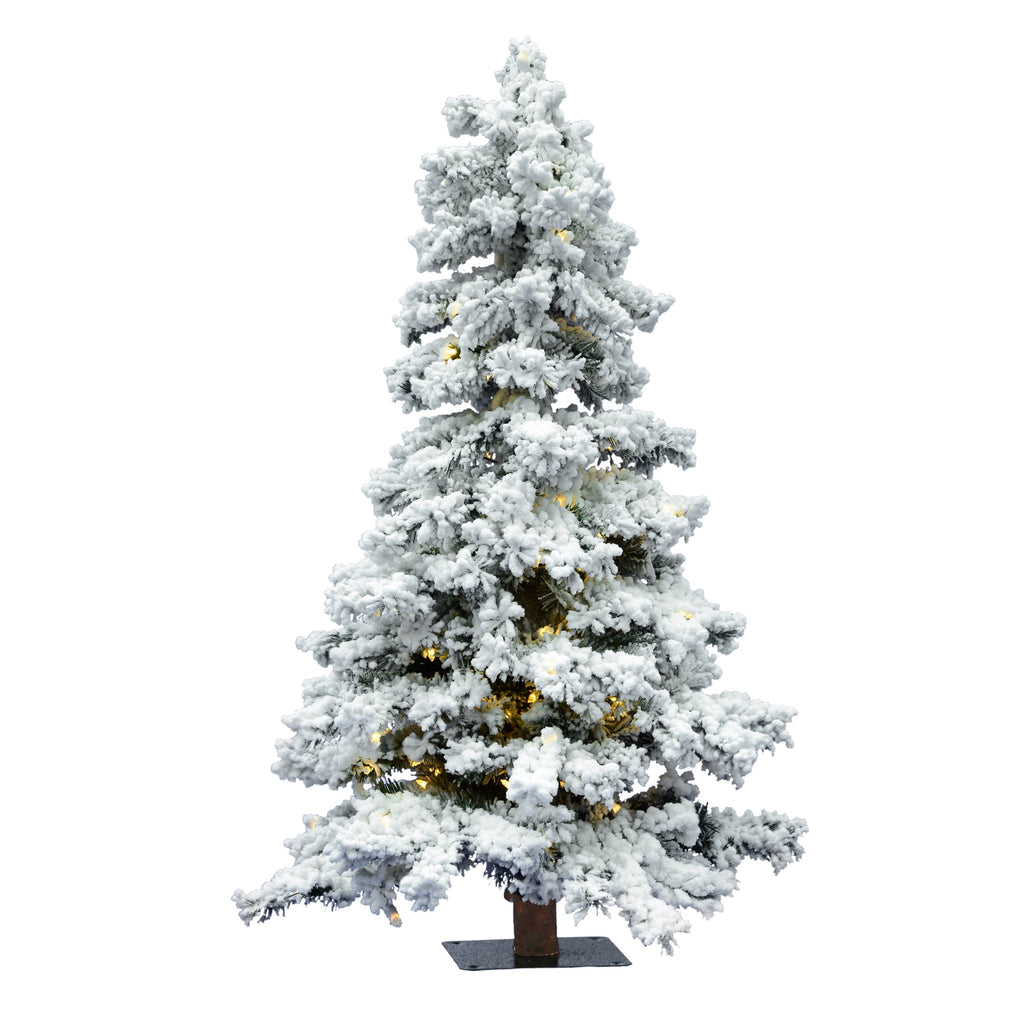 Vickerman 7' Flocked Spruce Artificial Christmas Tree, Warm White LED Lights