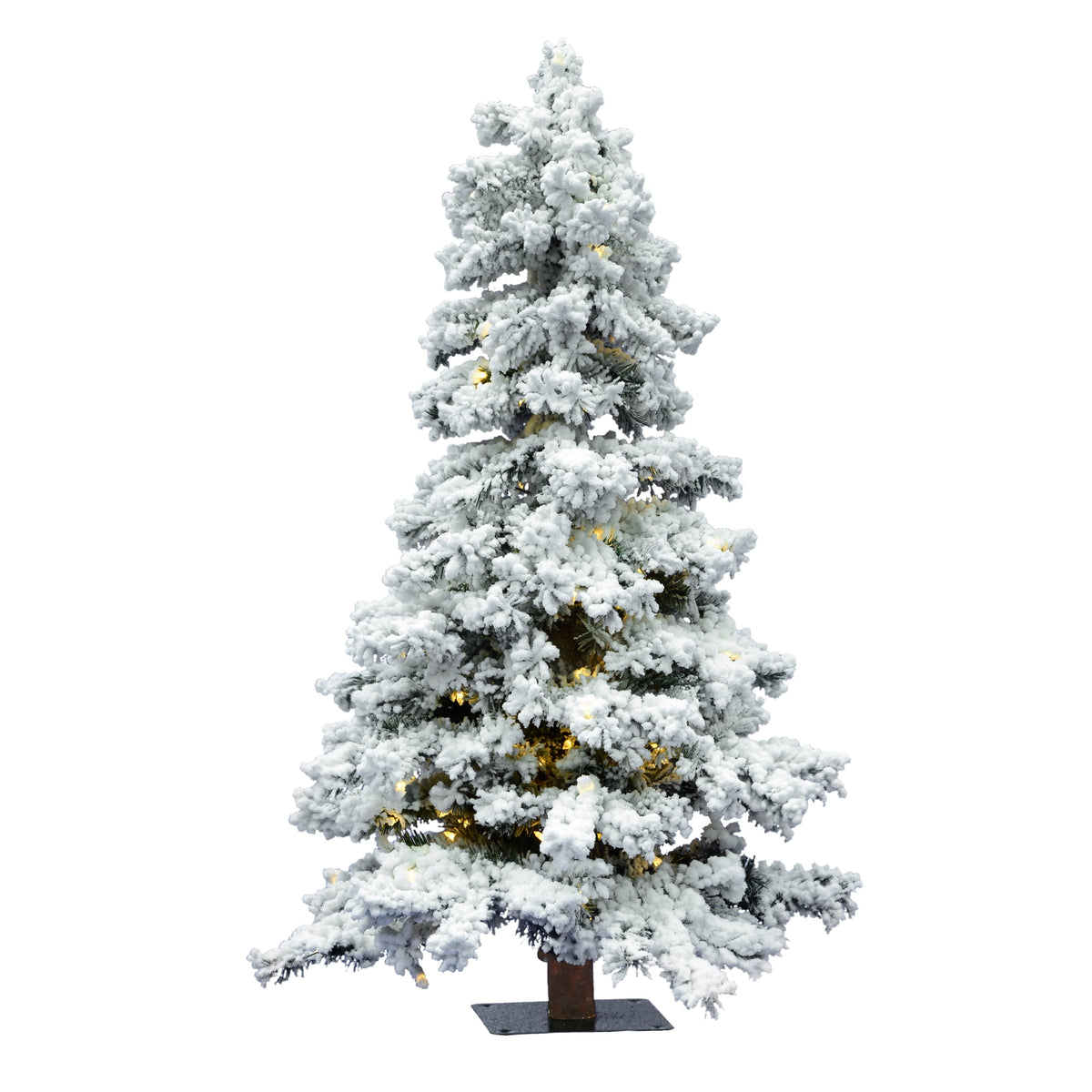 Vickerman 7' Flocked Spruce Artificial Christmas Tree, Warm White LED Lights
