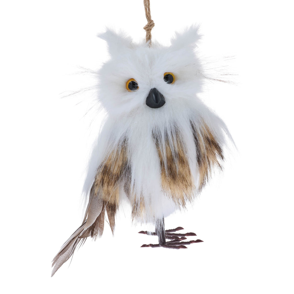 White and Brown Plush Owl Christmas Ornament, 6", by Holiday Time