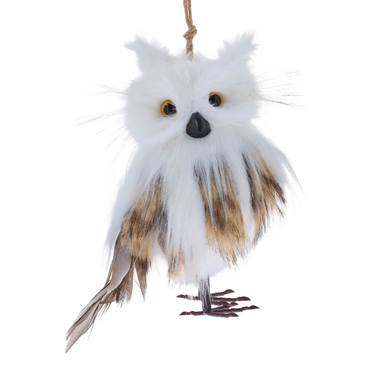 White and Brown Plush Owl Christmas Ornament, 6", by Holiday Time