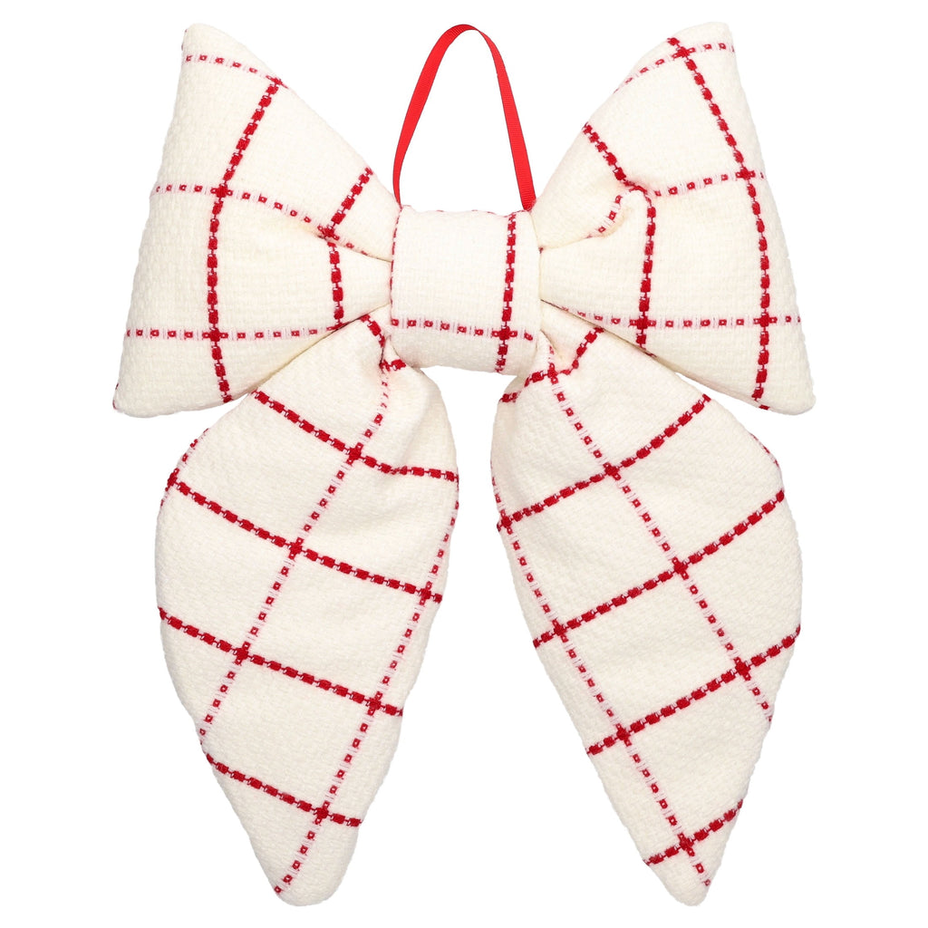 Red and White Plaid Decorative Christmas Bow, 15.5", by Holiday Time