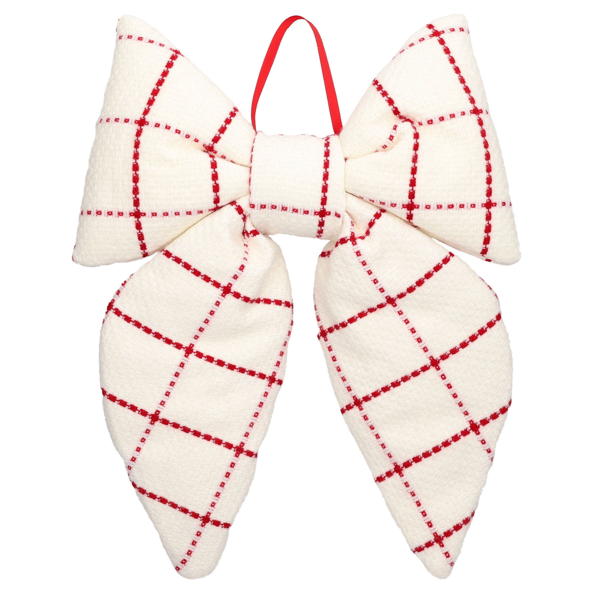 Red and White Plaid Decorative Christmas Bow, 15.5", by Holiday Time