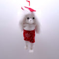 White and Red Plush Poodle Christmas Ornament, 5", by Holiday Time