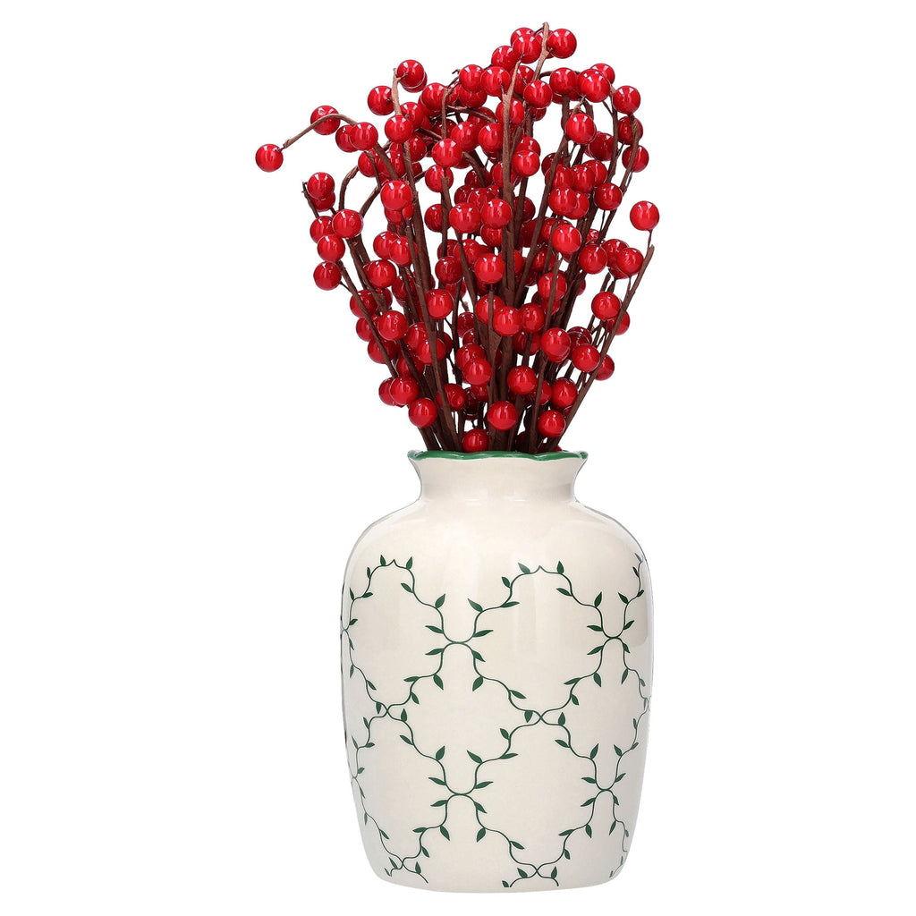 Berry Christmas Arrangement in Ceramic Pot, Red and White, 12", by Holiday Time