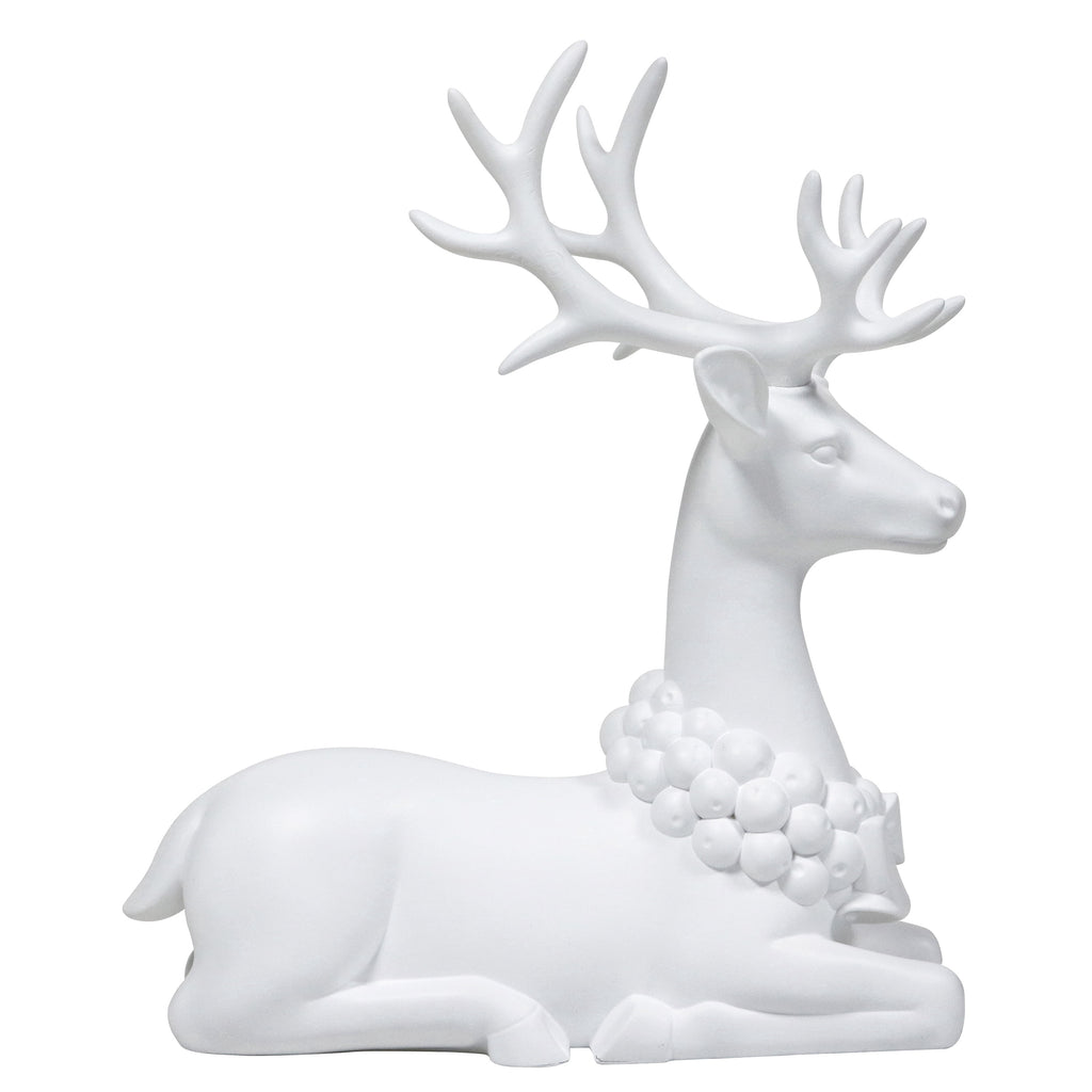 Blow Mold Sitting Deer Christmas Decoration, White, 11", by Holiday Time